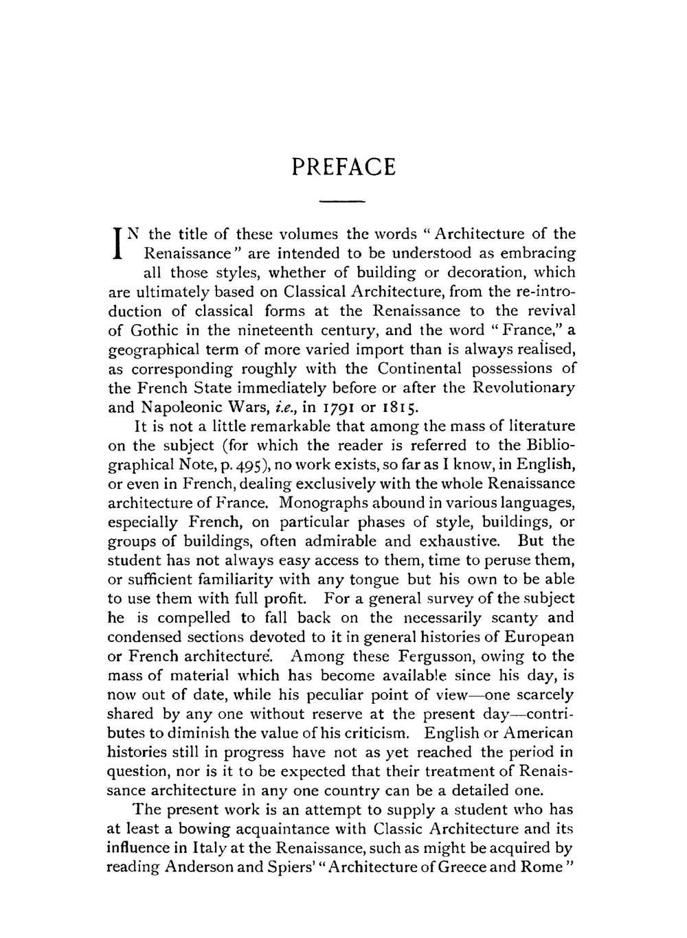THE ARCHITECTURE OF THE RENAISSANCE IN FRANCE. Volume 1 | W H. WARD