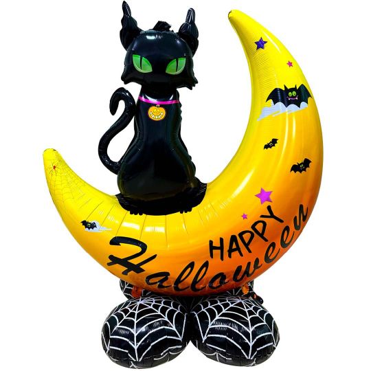 Шар 3D (49''/124 см) Фигура на подставке, Кошка на луне (воздух)