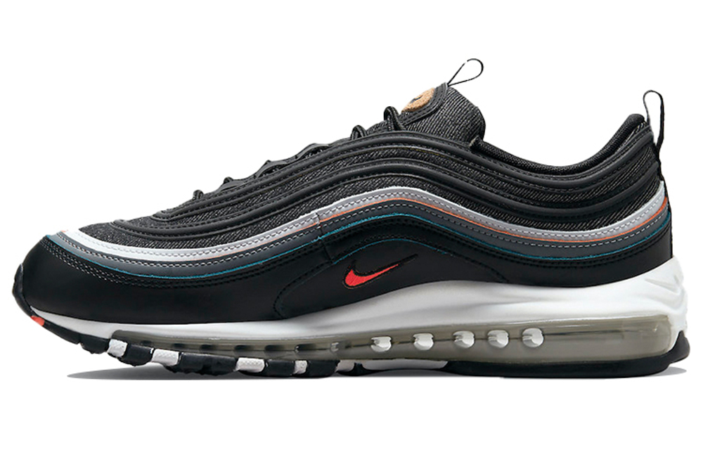 Nike Air Max 97 retro synthetic leather shock absorption, non-slip, wear-resistant, rebound low-top running shoes men's black