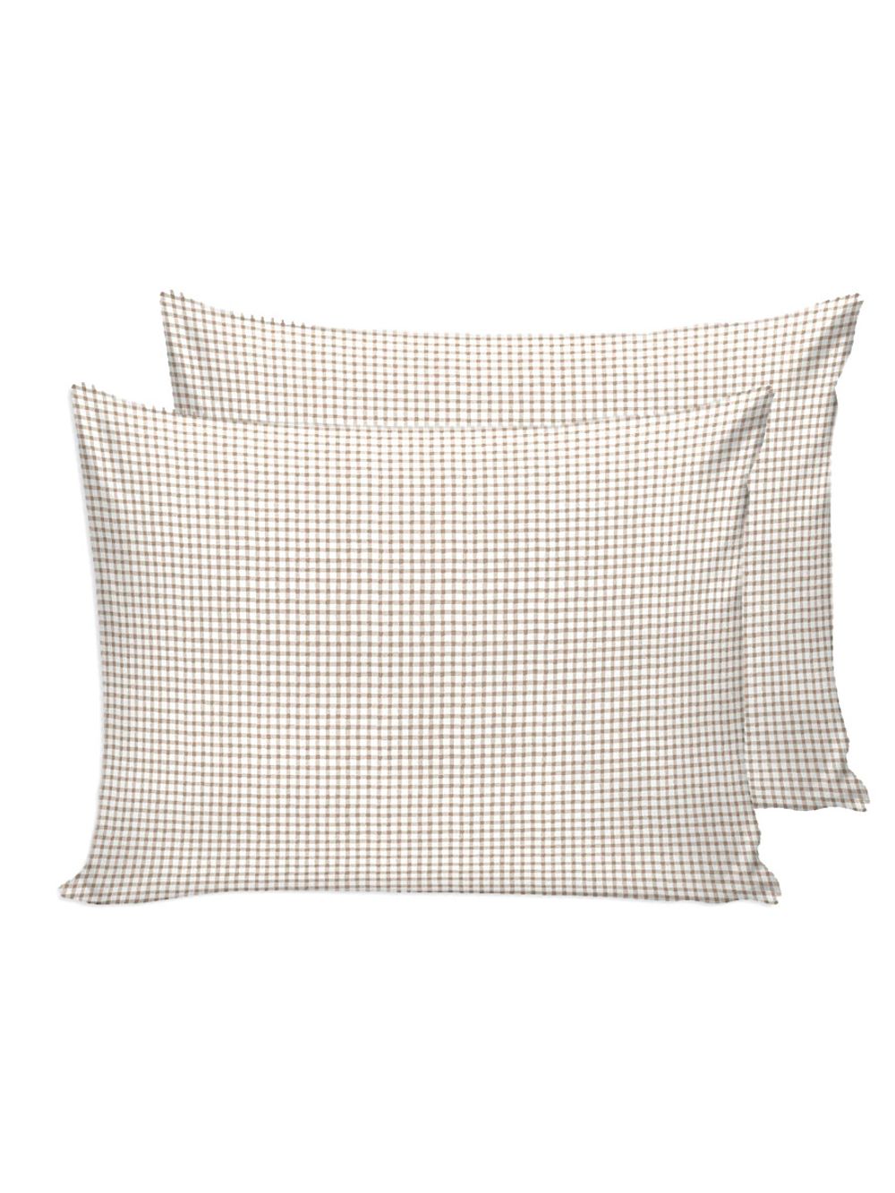 Постельное белье Сказка "Бежевая клеточка" евро Наволочка 50х70 см 2 шт Простынь на резинке 180х200 см Пододеяльник 200х215 см, перкаль