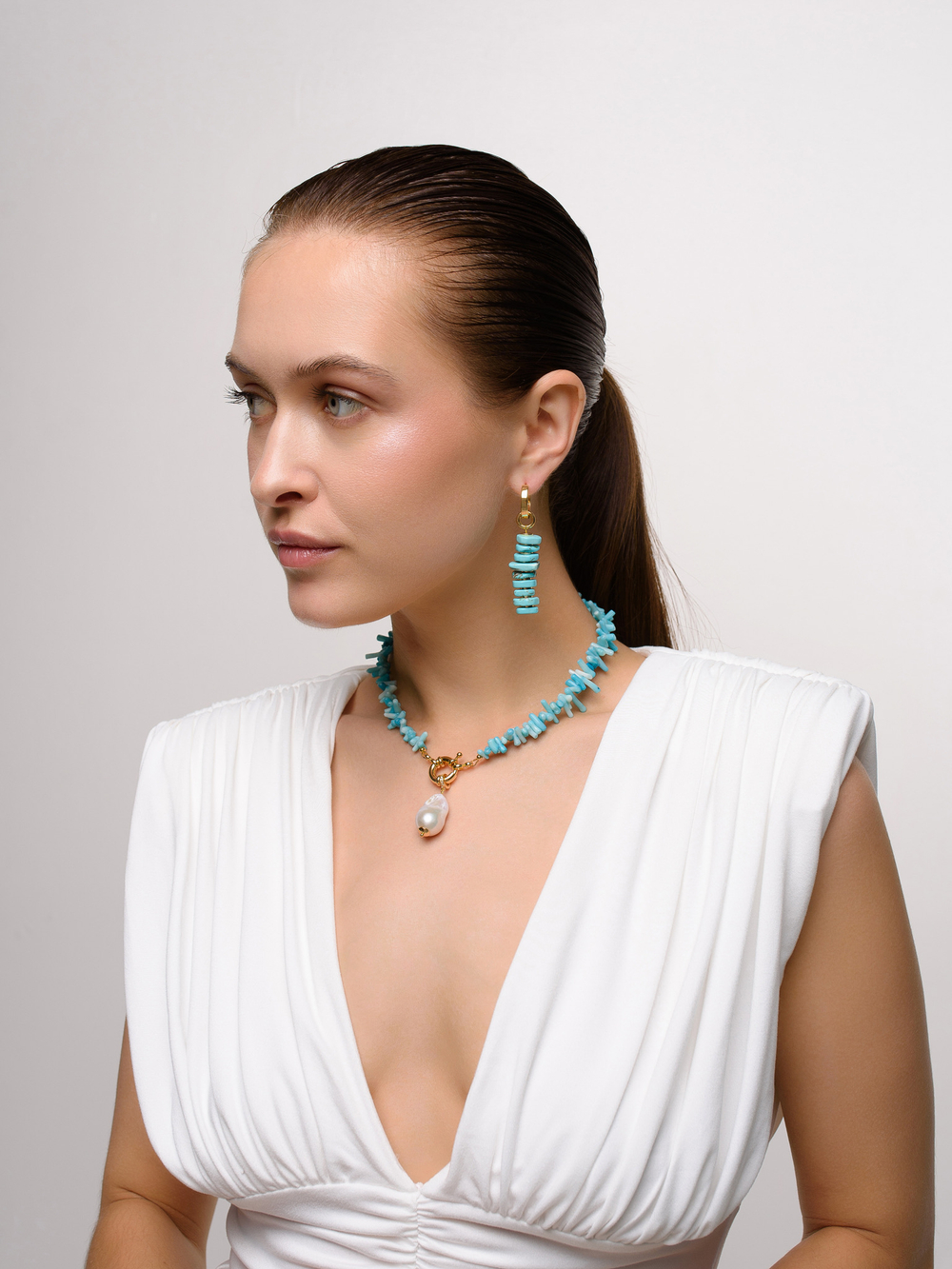 Колье Sea Coral Pearl Gold