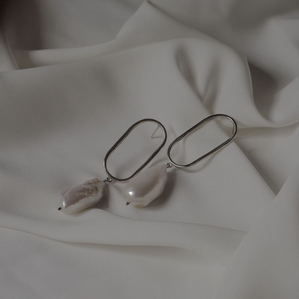 Серьги Oval с жемчугом