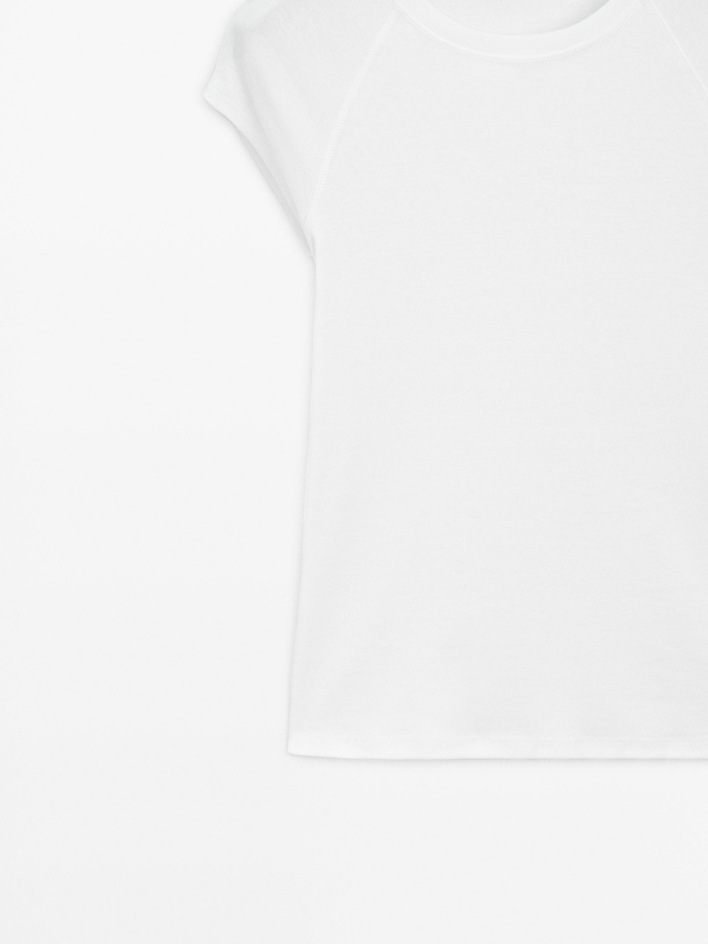 Massimo Dutti Хлопковая футболка с короткими рукавами, белый