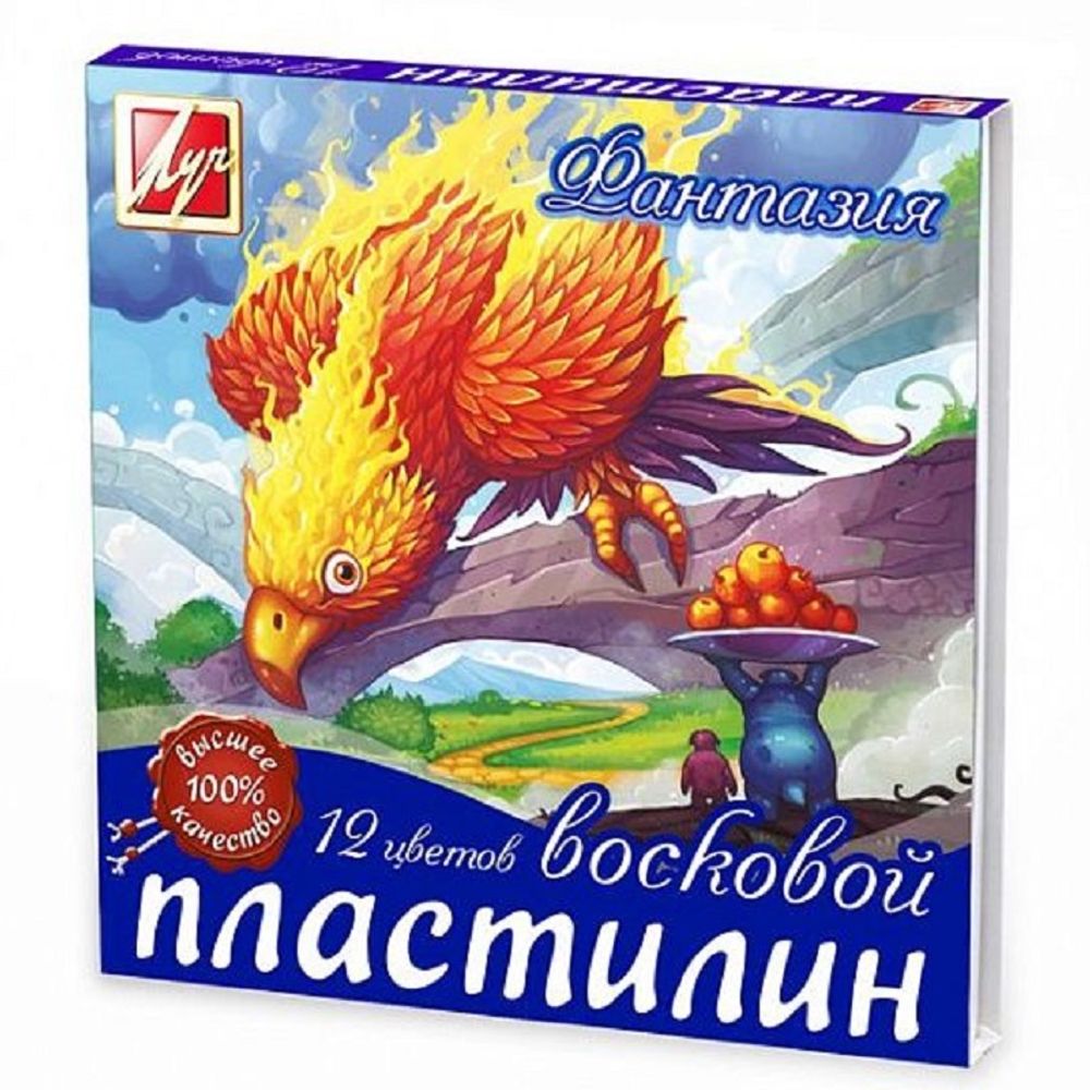 Пластилин 12 цветов Луч Фантазия, восковой, 210гр, со стеком, картон.упак.