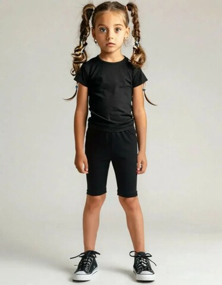 1248 Велосипедки детские кулирка с лайкрой черный (88-164)