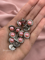 Пуговицы Шан. Жемчуг серебро Персиковые