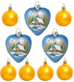 Элита НФШ-1156 Набор ел.украшений 9шт «Шары и сердечки» 65 мм