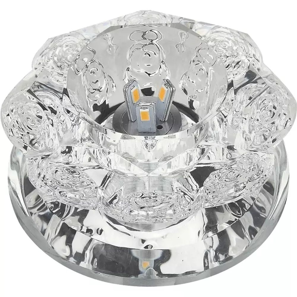 DLS-L301 3W GLASSY/CLEAR Светильник декоративный встраиваемый светодиодный 3Вт ТМ Fametto, серия Luciole. Доп. светодиодная подсветка 1Вт. Металл/ст