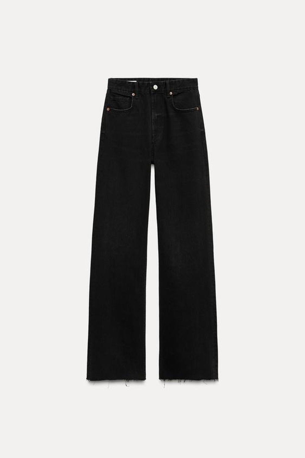 ZARA ДЖИНСЫ С ВЫСОКОЙ ПОСАДКОЙ TRF WIDE LEG, ЧЕРНЫЙ