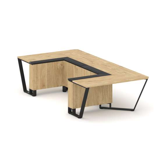 Steel Meet Стол переговорный П-образный KM-PR.B.SP-07P Тиквуд Светлый/Графит Глянец/Металл Черный 16