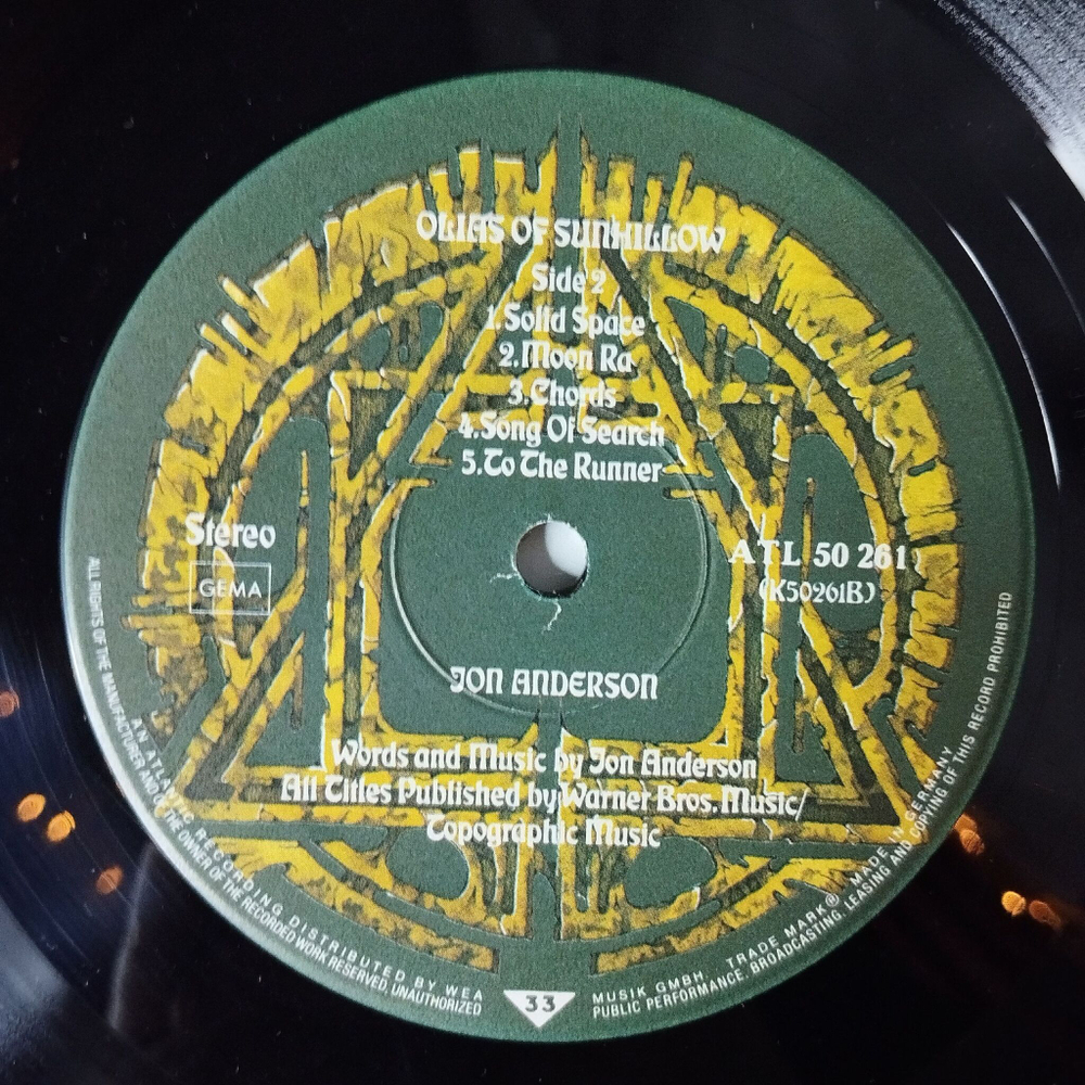 Винтажная виниловая пластинка LP Jon Anderson (From Yes) Olias Of Sunhillow (Germany 1976)