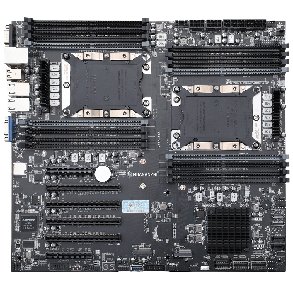 Материнская плата с процессором HUANANZHI X11D-16D DUAL, Socket3647(x2), Xeon Gold 6126 (x2), EATX, Retail, Socket3647(x2), 16xDDR4, PCIe3.0, 2xM.2, GLAN, 4xUSB2, 5xUSB3, VGA (HNZ-X11D-16D-DUAL-6126)