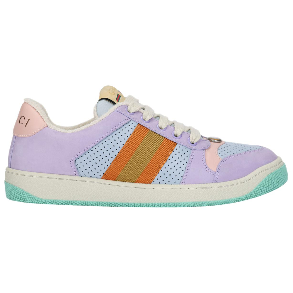 GUCCI Screener Lovelight Leather Distressed Shoes Low top Stylish Skateboarding Shoes Women"s Purple Blue Orange