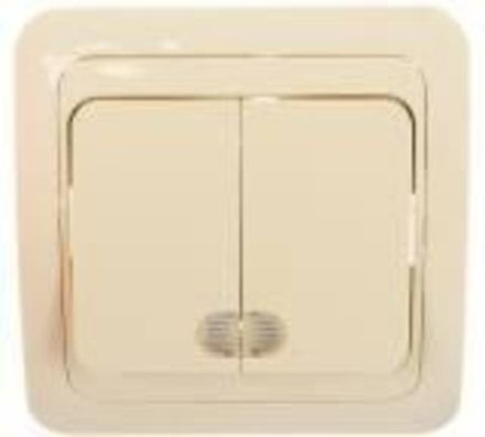 Выключатель двухклавишный с подсветкой "UNIVersal" серия "Валери", с/у, 10А, 220В, "слоновая кость"