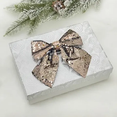 Бант на ёлку «Сияние» 16*17 см, Розовое золото