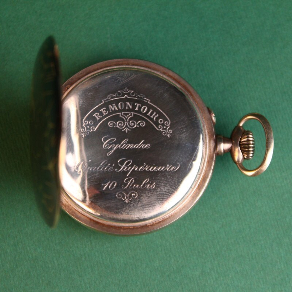 Серебряные карманные часы Remontoir Cylindre