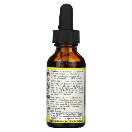 Eclectic Herb, травяной глицериновый экстракт для детей, мелисса лекарственная, 30 мл (1 жидк. унция)