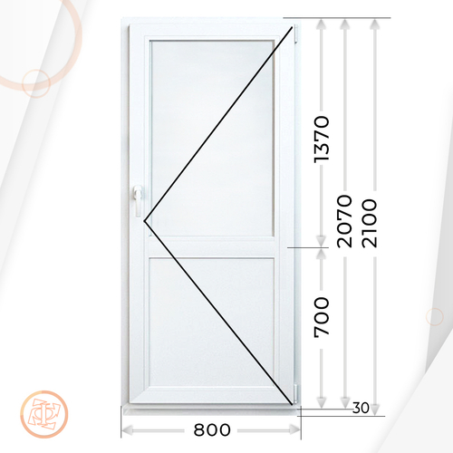 Дверь из ПВХ 2070 х 800 сэндвич