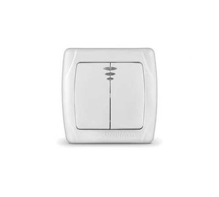 Выключатель двухклавишный с подсветкой "UNIVersal" серия "Маргарита", с/у, 10А, 220В, белый (евросло