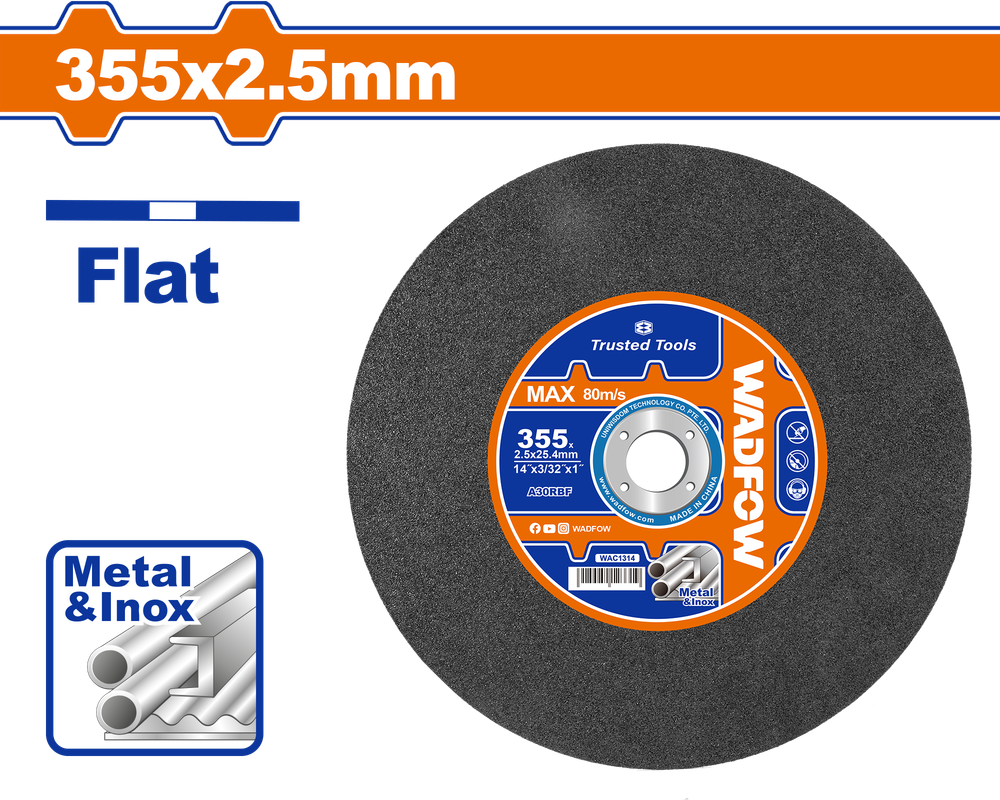 Круг отрезной по металлу WADFOW WAC1314 355x2.5x25.4 мм