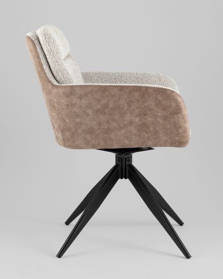 Стул обеденный поворотный Wick светло-серое букле c бежевой экокожей