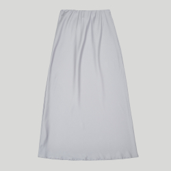 Silk Long Skirt Silver