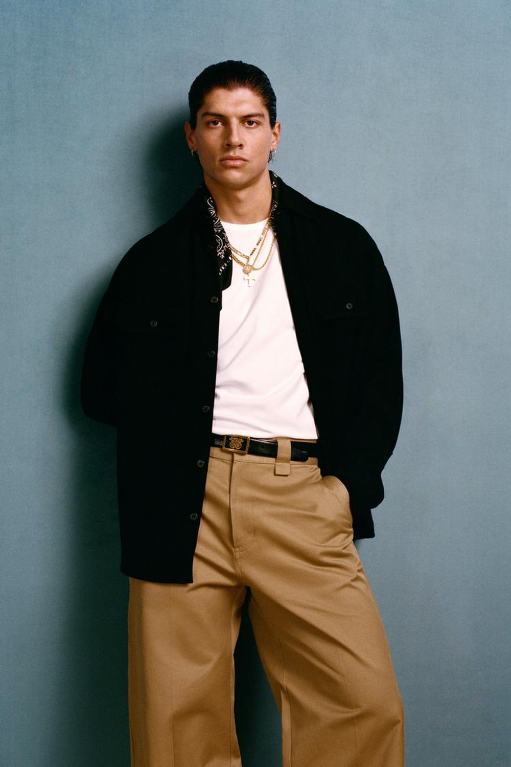 ZARA X WILLY CHAVARRIA КОЖАНЫЙ РЕМЕНЬ ИЗ ПЛАСТИНЧАТОЙ ТКАНИ, ЧЕРНЫЙ