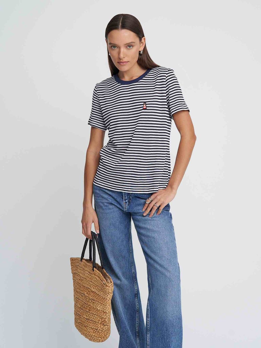 Футболка Kefirmaykifer В Полоску бело-синяя