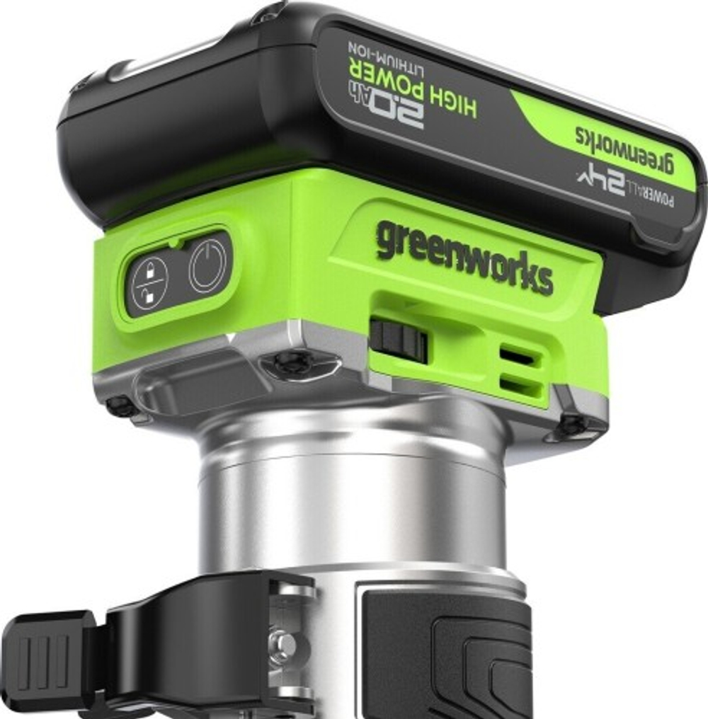 Фрезер кромочный аккумуляторный GREENWORKS  G24RO 24V, АКБ 2Ач и ЗУ 3502507CUA