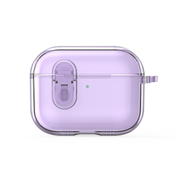 Чехол фиолетовый прозрачный для наушников AirPods Pro 3, серия PECL Series от Dux Ducis, в комплекте с карабином