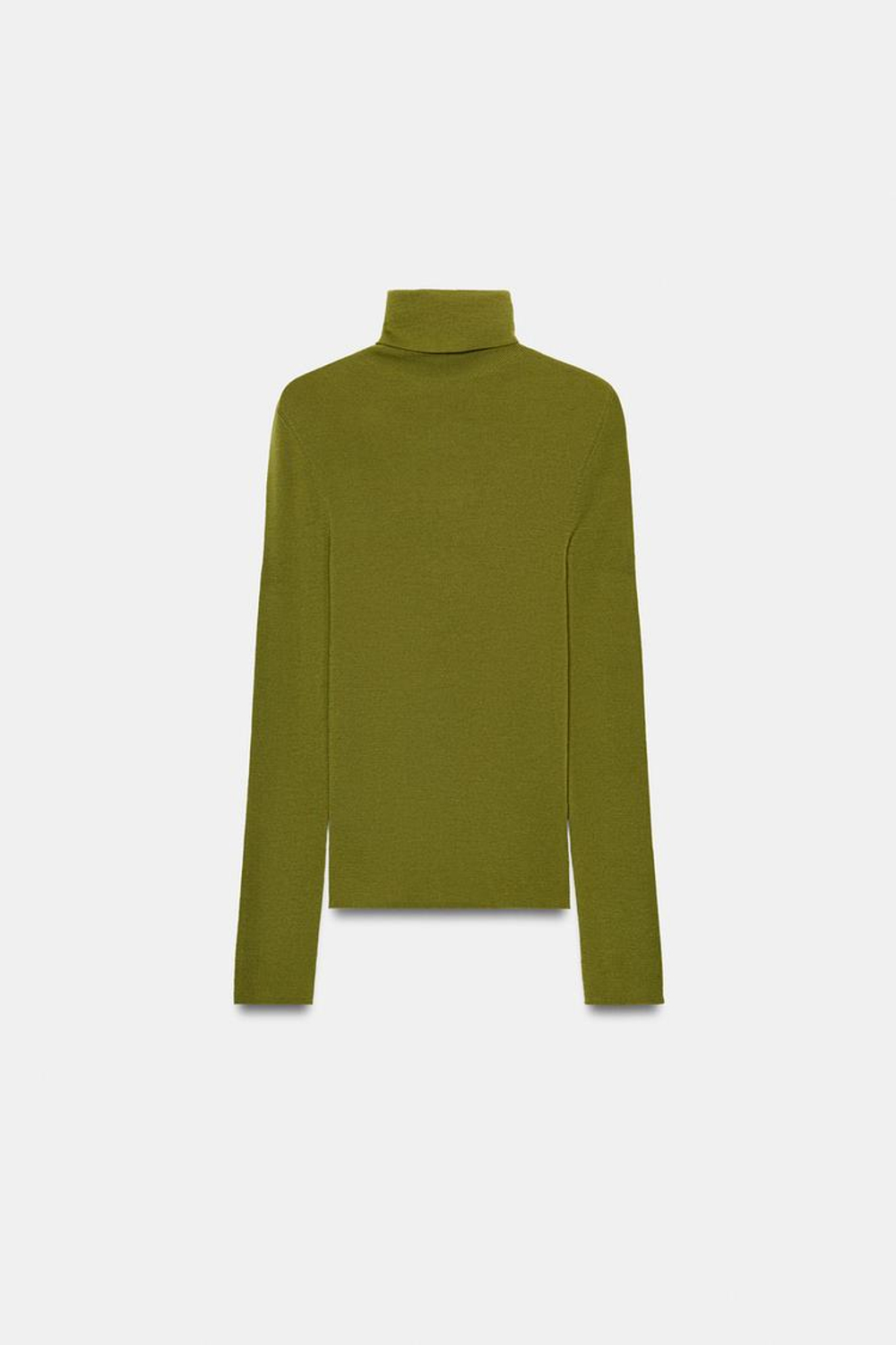 ZARA ТОНКИЙ СВИТЕР ИЗ 100% ШЕРСТИ, ЗЕЛЕНЫЙ