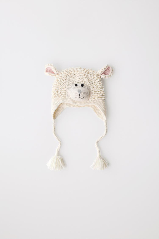 ZARA ШАПКА "ОВЕЧКА", ЭКРЮ