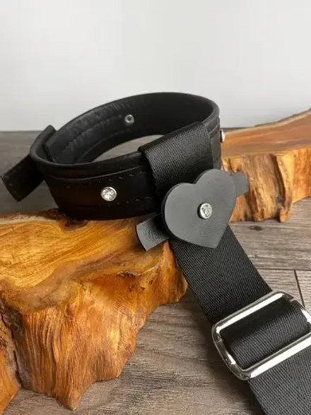 Комплект КЛЕО ошейник и наручники Indigo кожа (арт-542)