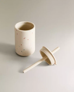 ZARA HOME ДЕТСКИЙ СТАКАН С ПРИНТОМ В ГОРОШЕК И ТРУБОЧКОЙ, РАЗНОЦВЕТНЫЙ