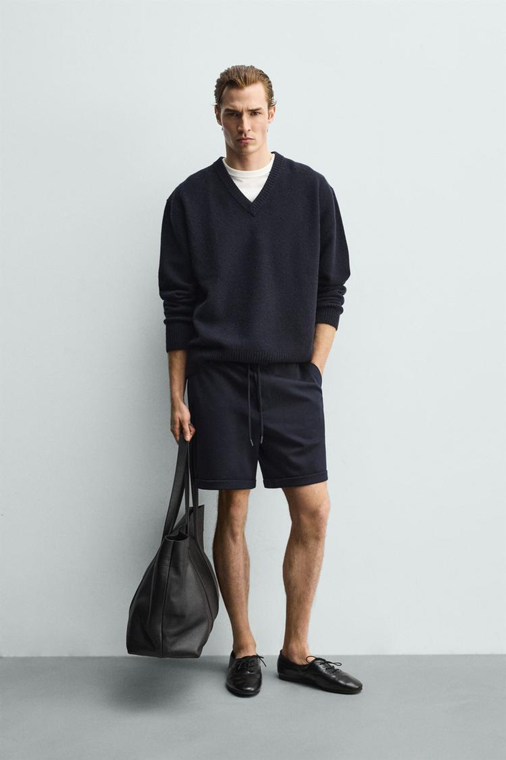 ZARA ШОРТЫ REGULAR FIT COMFORT, МОРСКОЙ СИНИЙ МЕЛАНЖ