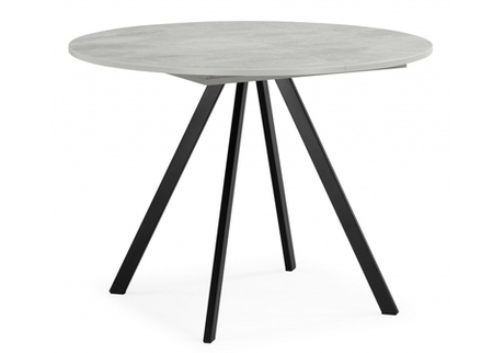 Стол деревянный Woodville Карпер 90(120) бетон метрополитан, черный матовый, ножки черные