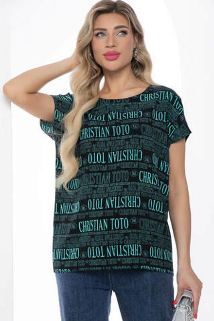 Блуза "Альбина" (черно-бирюзовая) Б8775 LT Collection