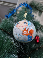 Шар стеклянный "снегурочка" ручная роспись