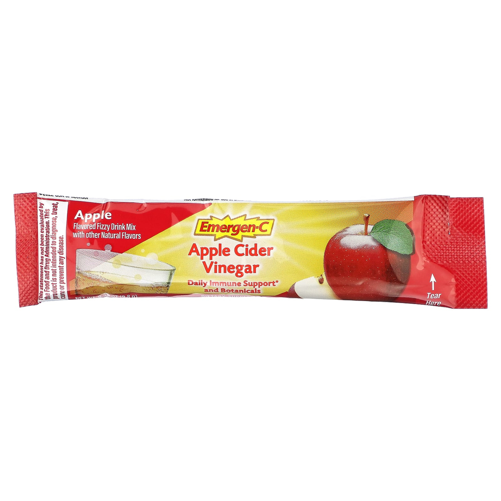 Emergen-C, Яблочный уксус, яблочный, 18 пакетиков по 9,8 г (0,35 унции)