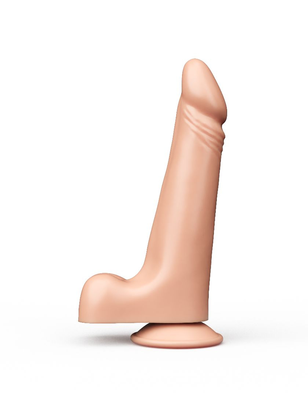 Фаллоимитатор-реалистик с мошонкой на присоске - 17,8 см. (Цвет: телесный)