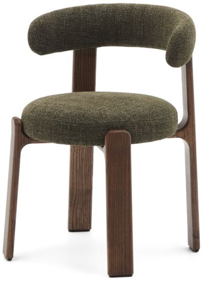 Granite Стул на 4 ножках из зеленого шенилла и массива ясеня в отделке орех La Forma Испания