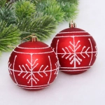 Новогодние шары «Сияние» 8 см (набор 2 шт), Красный