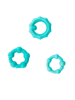 Набор из 3 бирюзовых рельефных эрекционных колец (Цвет: бирюзовый)