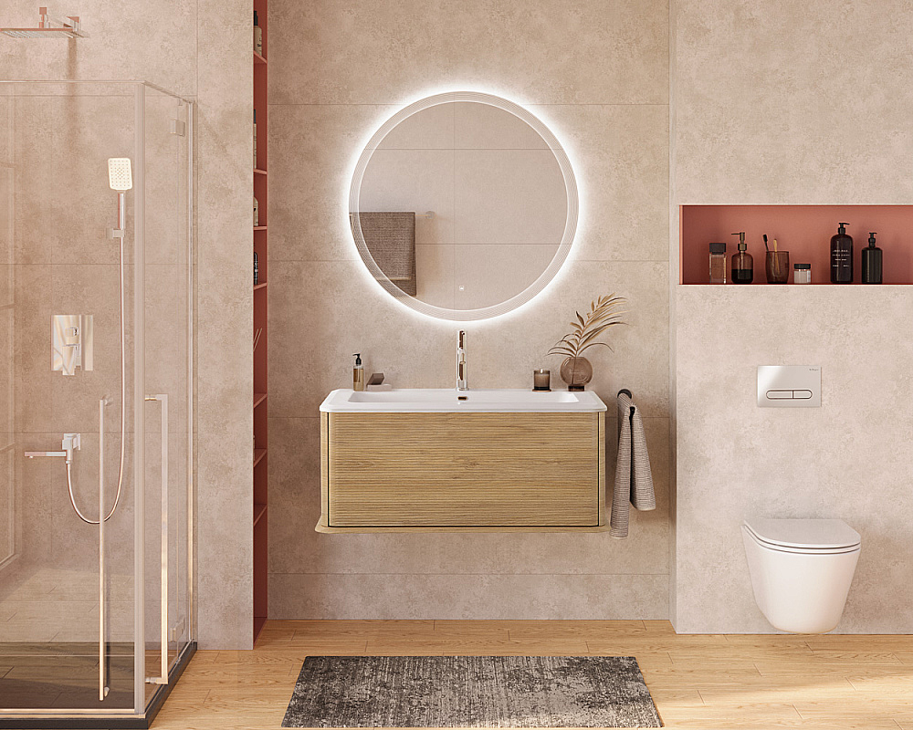 Тумба с раковиной CEZARES IDRA 98 Rovere Tabacco