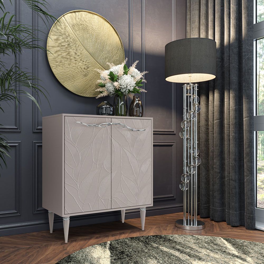 Комод Арт Колор leaves Классик Сильвер с 2 полками Серый агат