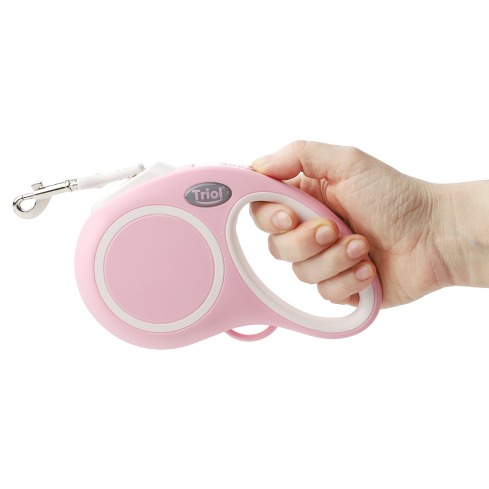 Поводок-рулетка для собак Urban S, 5м до 15кг, лента, розовый, Triol