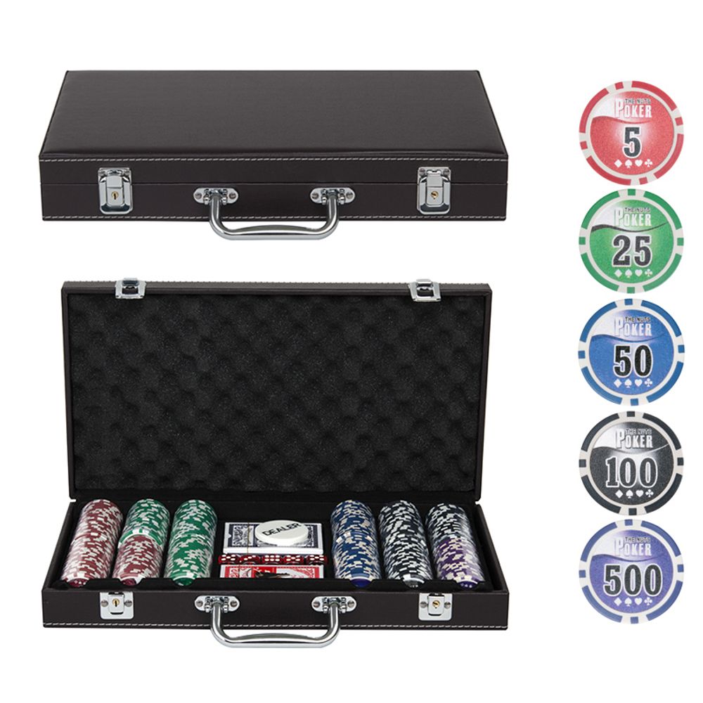 Набор для покера Leather Brown на 300 фишек