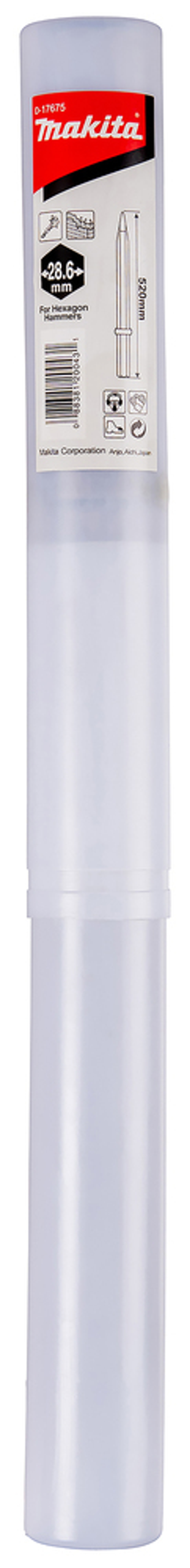 Долото пикообразное 510 мм, шестигранник 28,6 Makita D-17675 Пикообразное 510 мм 28,6 мм Hex