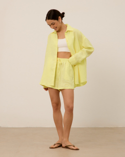 Шорты из 100% льна, лимонные