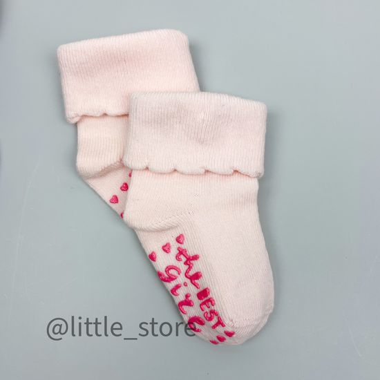 Носочки хлопковые для девочки Ягода/Розовый со стоперами